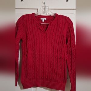 Croft & Barrow V-Neck Red Cable Knit Sweater